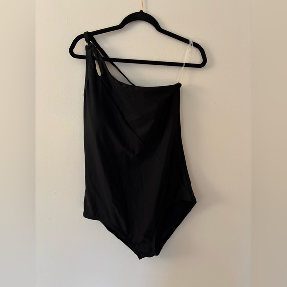 Land’s End Black One-Shoulder Swimsuit size L - Picture 1 of 4